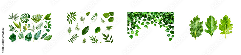 Naklejka premium Exploring leaf varieties nature botanical greenery. Cut out set