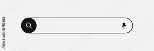 Search here. Search bar for ui. Search bar vector icons in flat design, isolated on transparent background. Vector illustration
