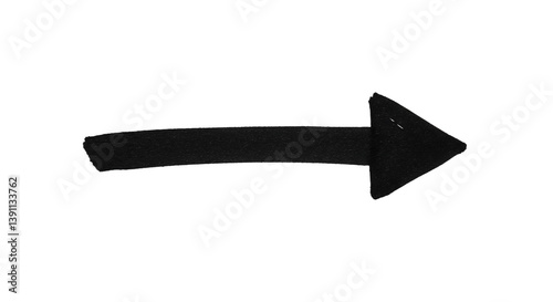 Seta preta desenhada com marcador, isolada em um fundo transparente. Black arrow icon, hand-drawn with a marker, isolated on a transparent background, PNG