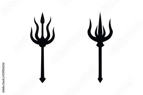 Trident silhouette on white background