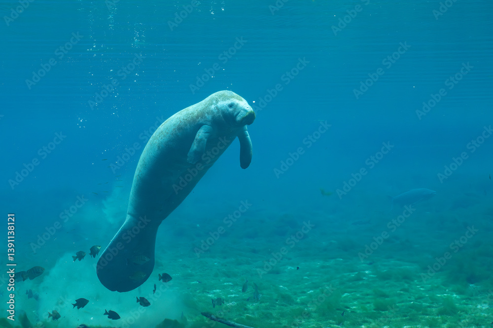 Manatee going to the surface for a breath Manatee going to the surface for a breath