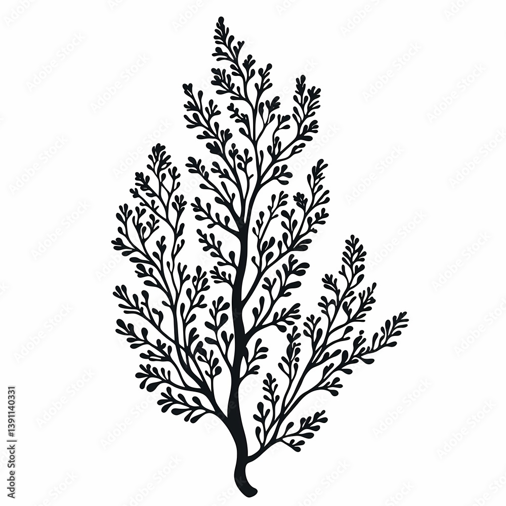 Fototapeta premium Black Silhouette Botanical Art: Nature Illustration with Tropical Leaves for Rustic Home Decor and Sustainable Design