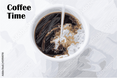 コーヒーが入ったコーヒーカップのイラストと、コーヒーをゆっくり楽しむ、Coffee Time（コーヒー時間）をイメージしたロゴマーク
