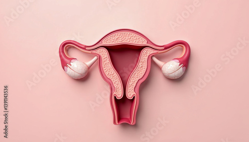 3D cross-section of the uterus showing the endometrium