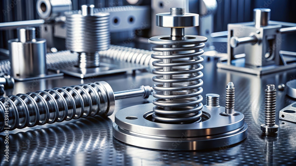 Precision Engineered Components A Close-Up View of Interlocking Metal Springs and Related Hardware