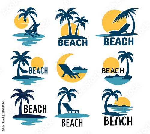 Beach Design Elements Set, Summer Graphics, Isolated on White Background, Poster, Greeting Card, Photo Album, Banner, Tropical Elements, Vacation, Coastal Designs, Summer Vibes, Beach Accessories, 