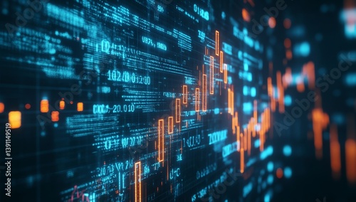Digital financial data stream with technical indicators