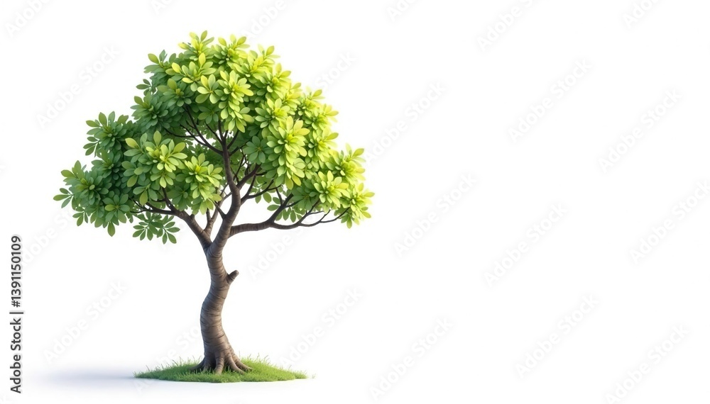 Obraz premium Delicate young tree, isolated on pure white background, stem, simple