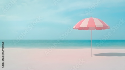 Wallpaper Mural Beach umbrella on sand near ocean with soft focus and pastel colors. Torontodigital.ca