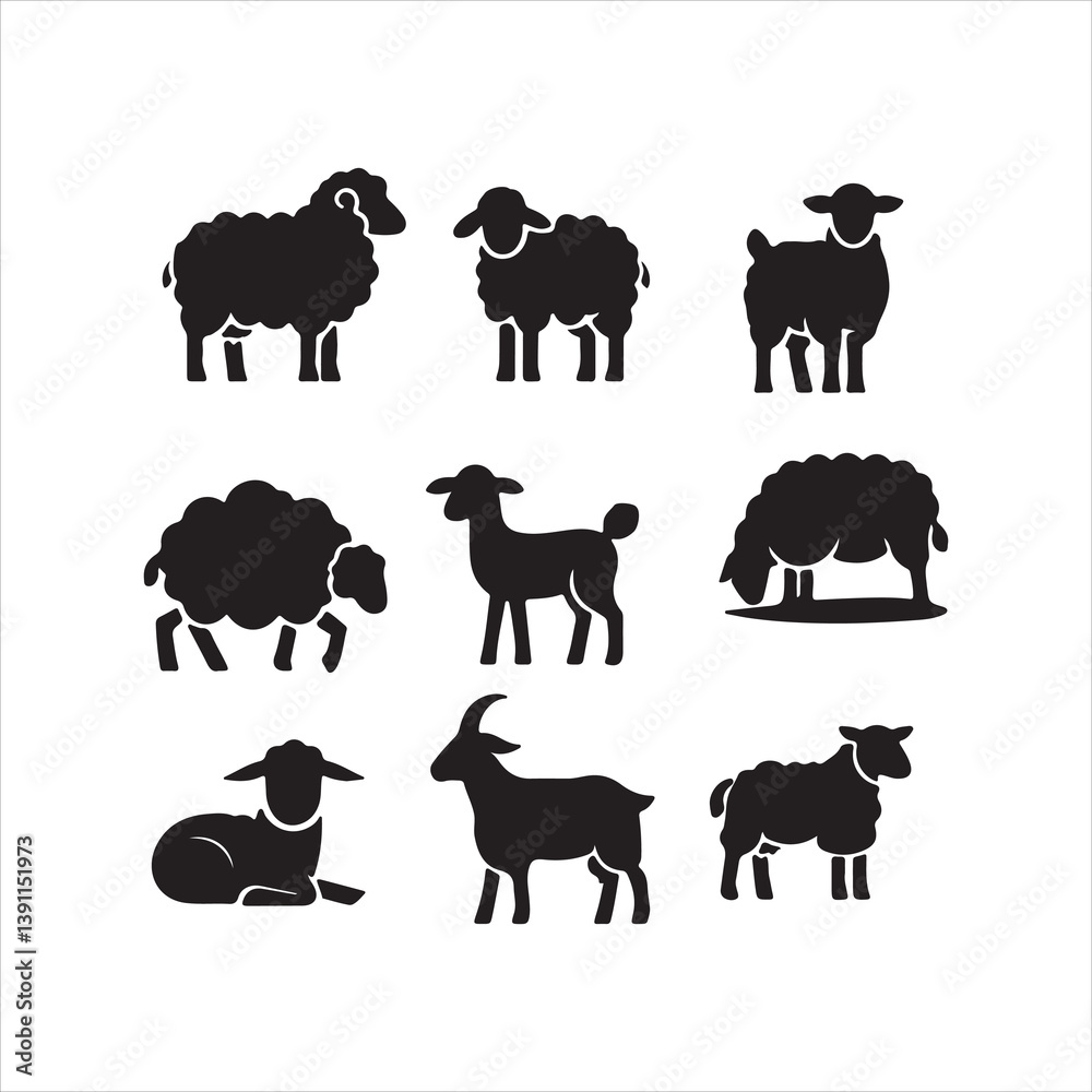 Naklejka premium goat farm animals collection