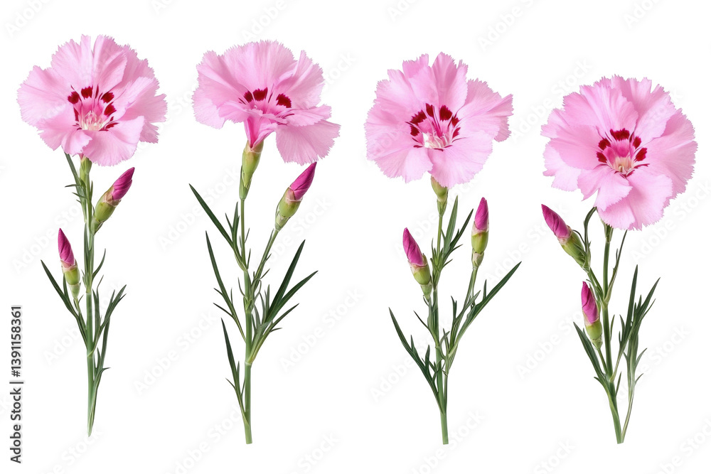 Dianthus Flower Set on transparent background Dianthus Flower Set on transparent background