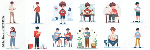 Minimalist vector teen playing cards white background
