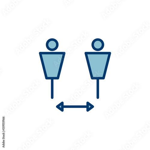 Social distancing icon vector isolated on white background. Keep distance sign. Coronavirus. Social Distancing and Self Quarantine.