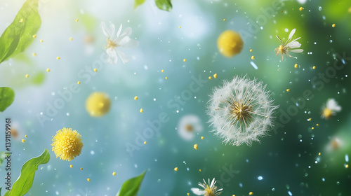 pollen, allergy, care, seasonal, particles, floating, air, relief, impact, wellness, prevention, treatment, symptoms