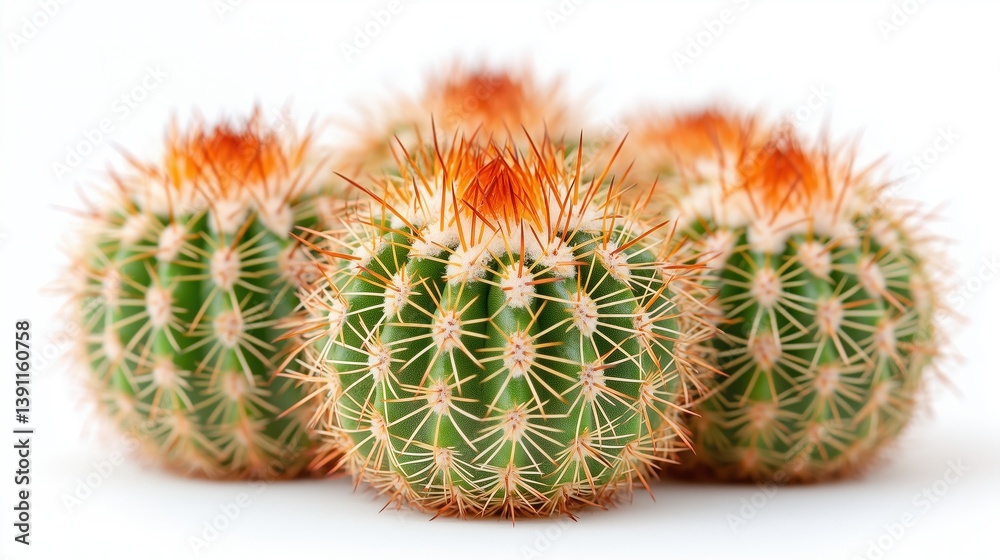 Four cacti are arranged in a row, with one of them being the tallest