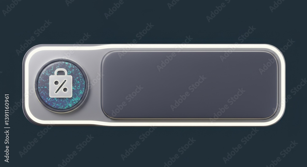 Modern Digital Discount Button Interface Design Element 3D Render Modern Digital Discount Button Interface Design Element 3D Render