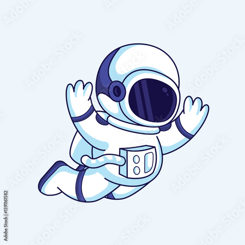 Cute Astronaut Cartoon Character Icon Illustration