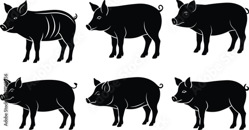 Pig silhouette vector