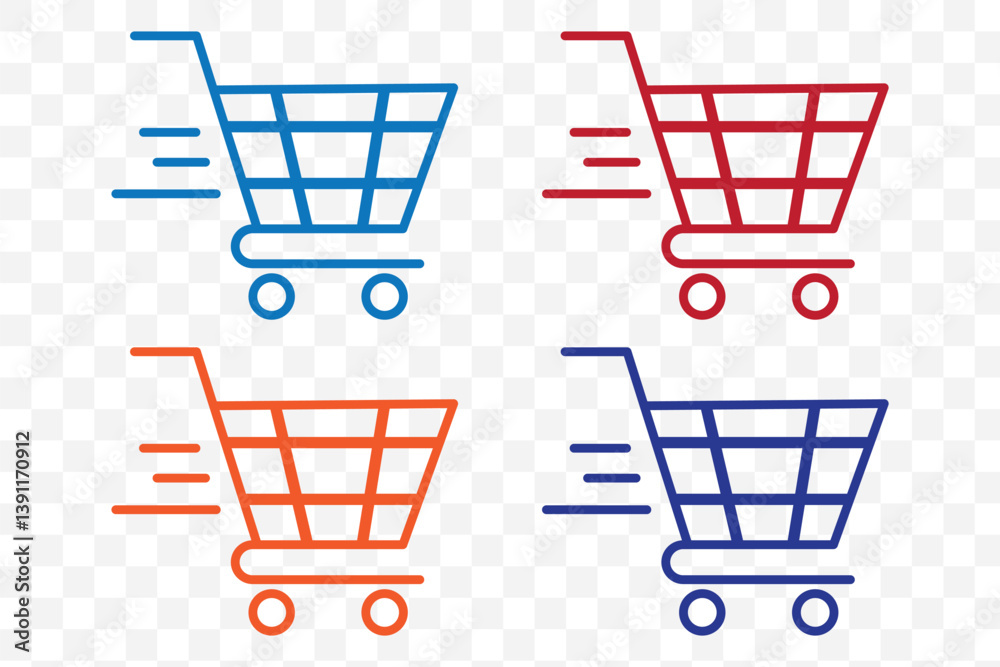 Shopping cart icon set, Full and empty shopping cart symbol, shop and sale, vector illustration. Shopping cart icon set, Full and empty shopping cart symbol, shop and sale, vector illustration.