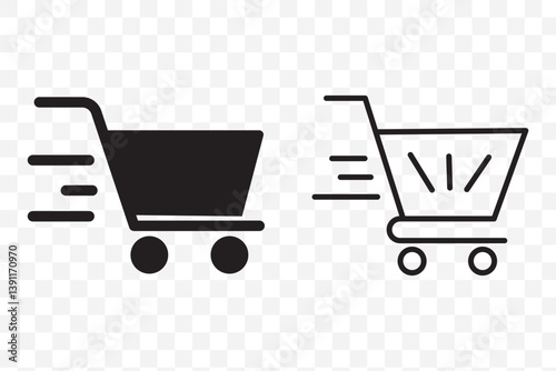 Shopping cart icon set, Full and empty shopping cart symbol, shop and sale, vector illustration.
