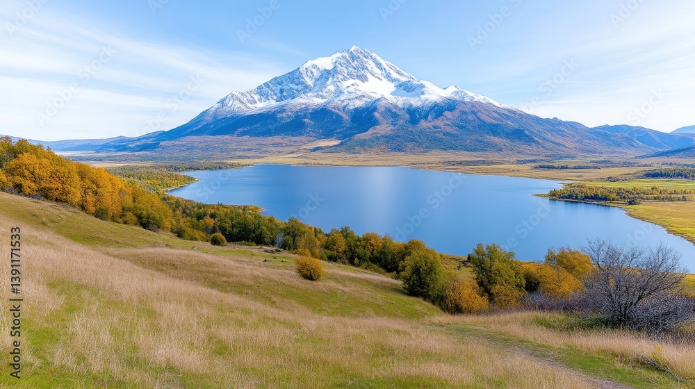 Naklejka premium Autumnal mountain lake vista
