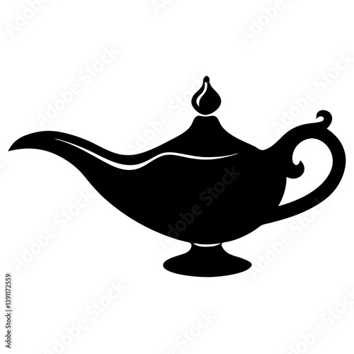 Aladdin's lamp black silhouette illustration
