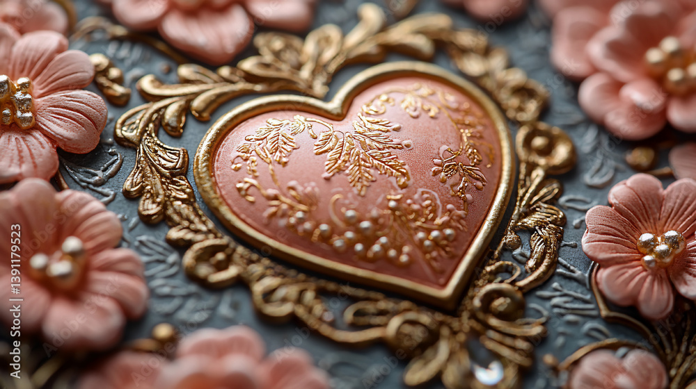 Fototapeta premium Delicate Heart Ornament, Detailed Design