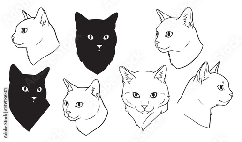 Playful Cat Faces Illustrations Capturing Cute Attitudes

