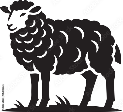 black and white sheep, sheep vector illustration, sheep silhouette vector, sheep logo vector black icon on white background
