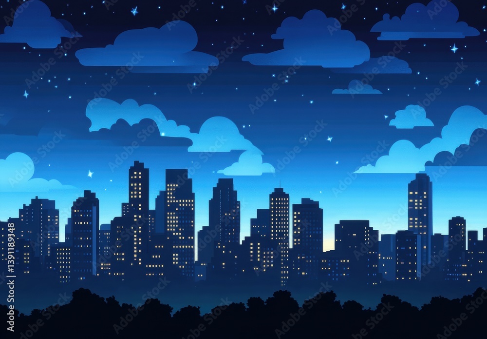 Fototapeta premium Night city skyline