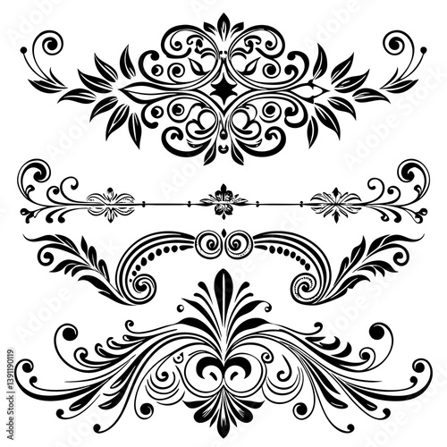 An elegant collection of hand-drawn dividers in a decorative