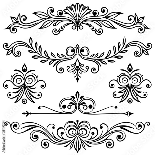 An elegant collection of hand-drawn dividers in a decorative