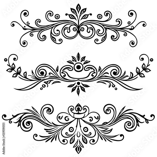 An elegant collection of hand-drawn dividers in a decorative