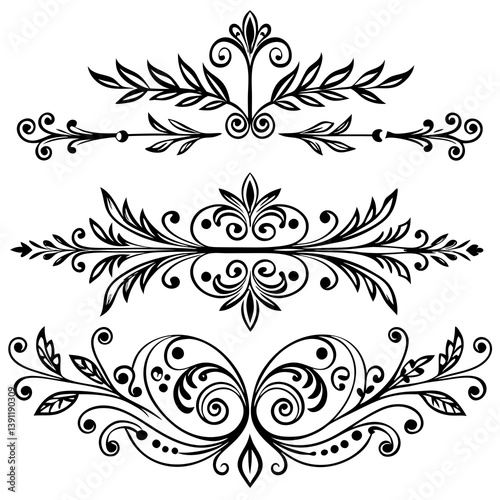 An elegant collection of hand-drawn dividers in a decorative