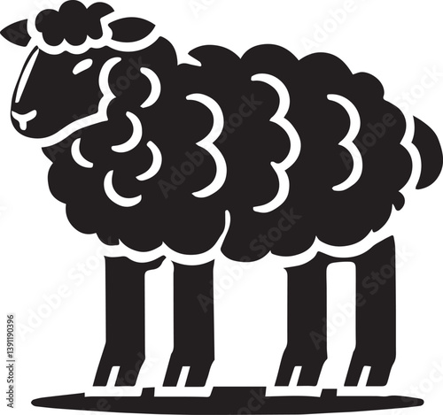 black and white sheep, sheep vector illustration, sheep silhouette vector, sheep logo vector black icon on white background