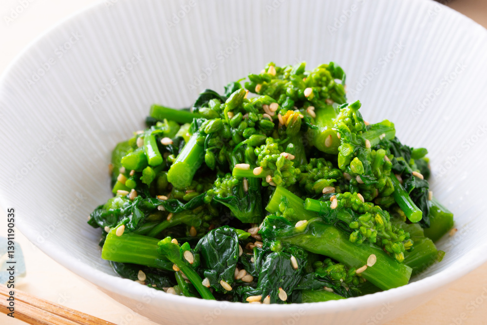 菜の花の辛子醤油和え