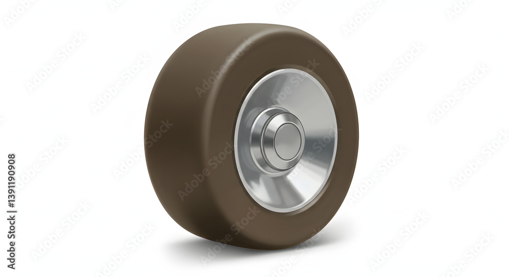 Brown Wheel with Silver Center Isolated on White Background Studio Shot Brown Wheel with Silver Center Isolated on White Background Studio Shot