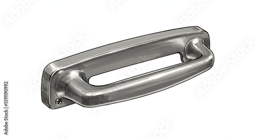 Illustration of a Chrome Metal Handle Isolated on White Background
