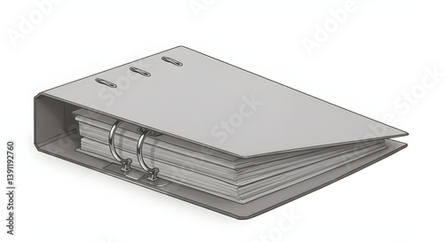 Isolated Ring Binder with Documents Illustration for Office or Study
