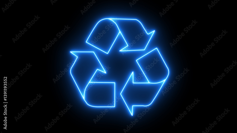 Glowing neon line recycle symbol neon effect on black background. Glowing looping 3arrow icon recycling symbol neon effect, line Recycle symbol icon isolated, Circular arrow icon. Glowing neon line recycle symbol neon effect on black background. Glowing looping 3arrow icon recycling symbol neon effect, line Recycle symbol icon isolated, Circular arrow icon.