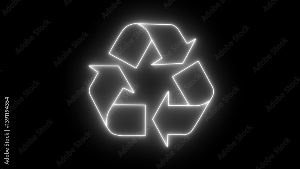 Glowing neon line recycle symbol neon effect on black background. Glowing looping 3arrow icon recycling symbol neon effect, line Recycle symbol icon isolated, Circular arrow icon. Glowing neon line recycle symbol neon effect on black background. Glowing looping 3arrow icon recycling symbol neon effect, line Recycle symbol icon isolated, Circular arrow icon.