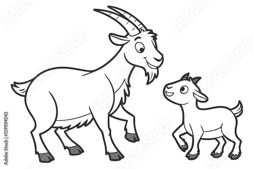Cute cartoon goat vector illustration animal