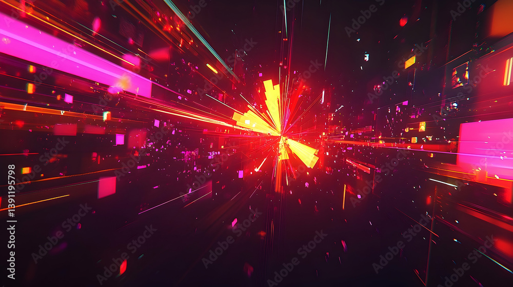 Fototapeta premium An abstract digital artwork with vibrant colors and radiant elements