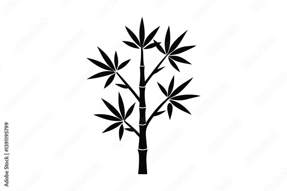 Obraz premium Bamboo tree silhouette on white background