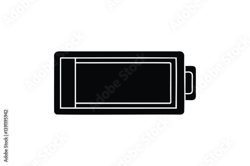 Battery level icon silhouette on white background