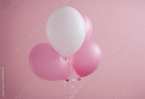 Wallpaper Mural realistic happy birthday balloon white pink background Torontodigital.ca