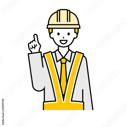 上半身のポーズ_シンプルな交通誘導員の男性03