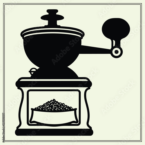 Coffee Grinder Silhouette, Bean Set