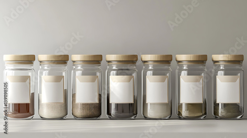 Empty spice jars on a shelf