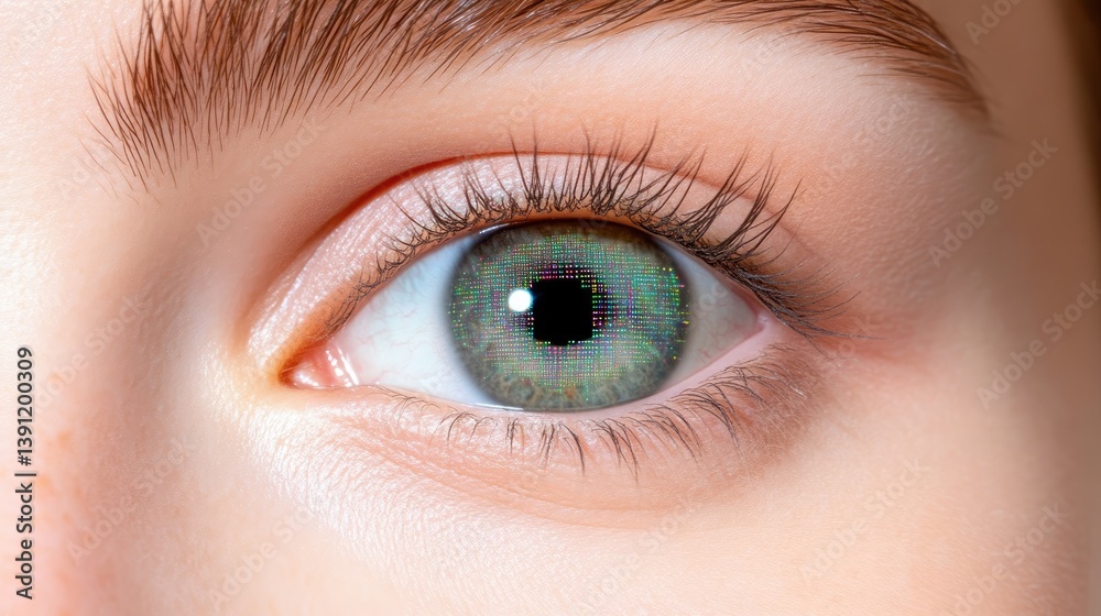 Obraz premium Close-up of a woman's eye, featuring a captivating mix of colors